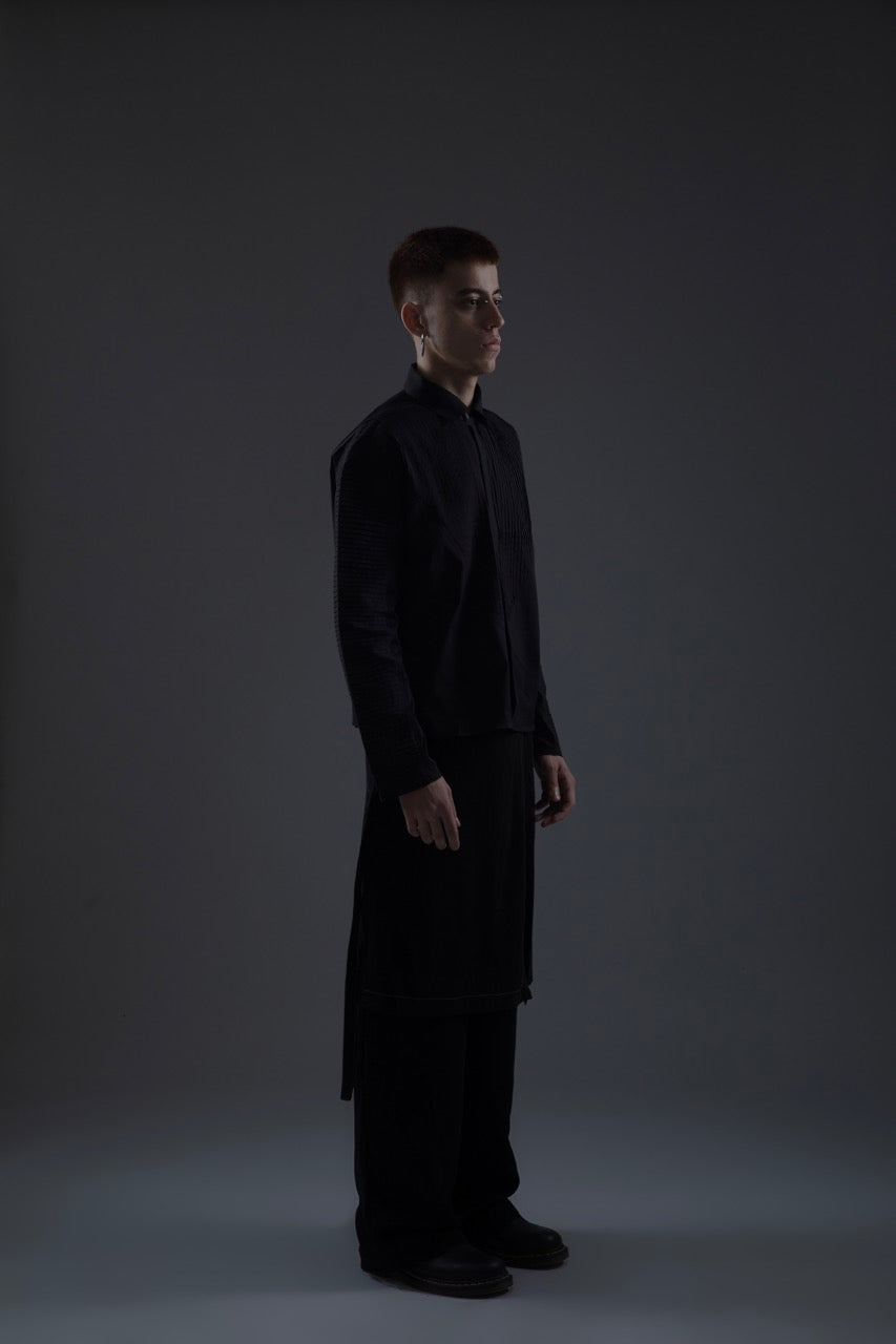 DROP SHOULDER PLEATED SHIRT