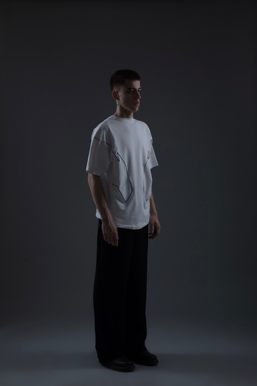 MONO PIPED TEE WHITE