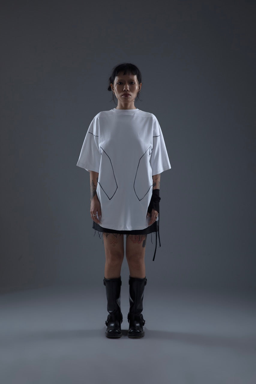 MONO PIPED TEE WHITE