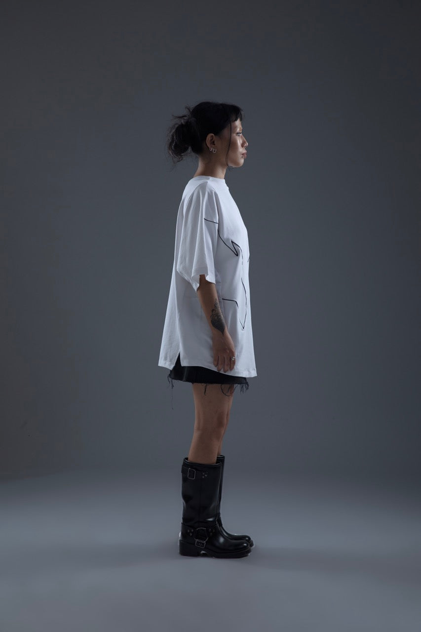 MONO PIPED TEE WHITE