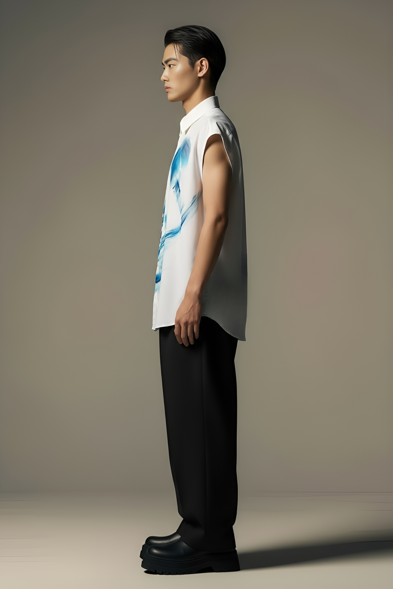 CUT SLEEVES ABSTRACT SHIRT