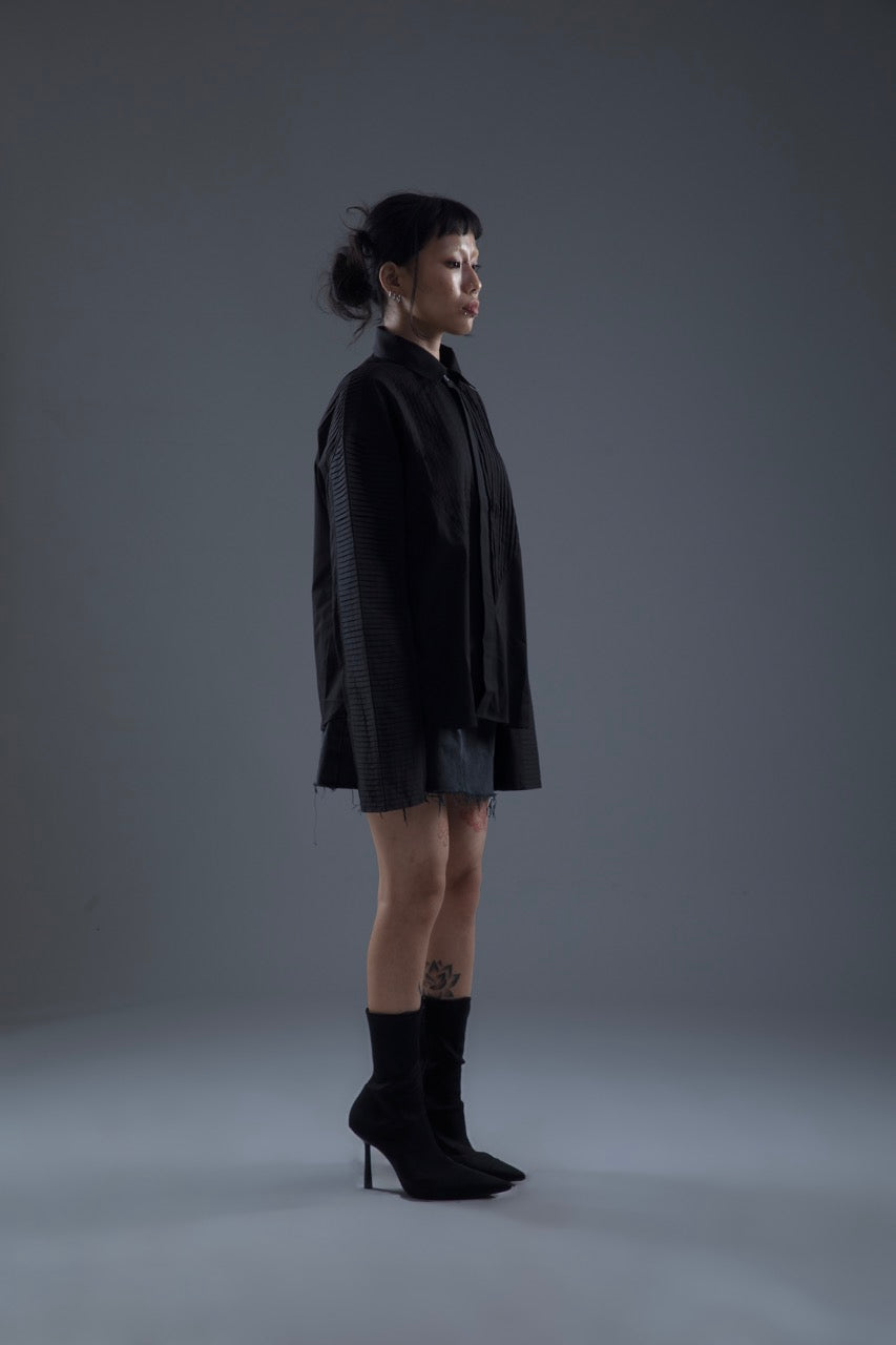 DROP SHOULDER PLEATED SHIRT
