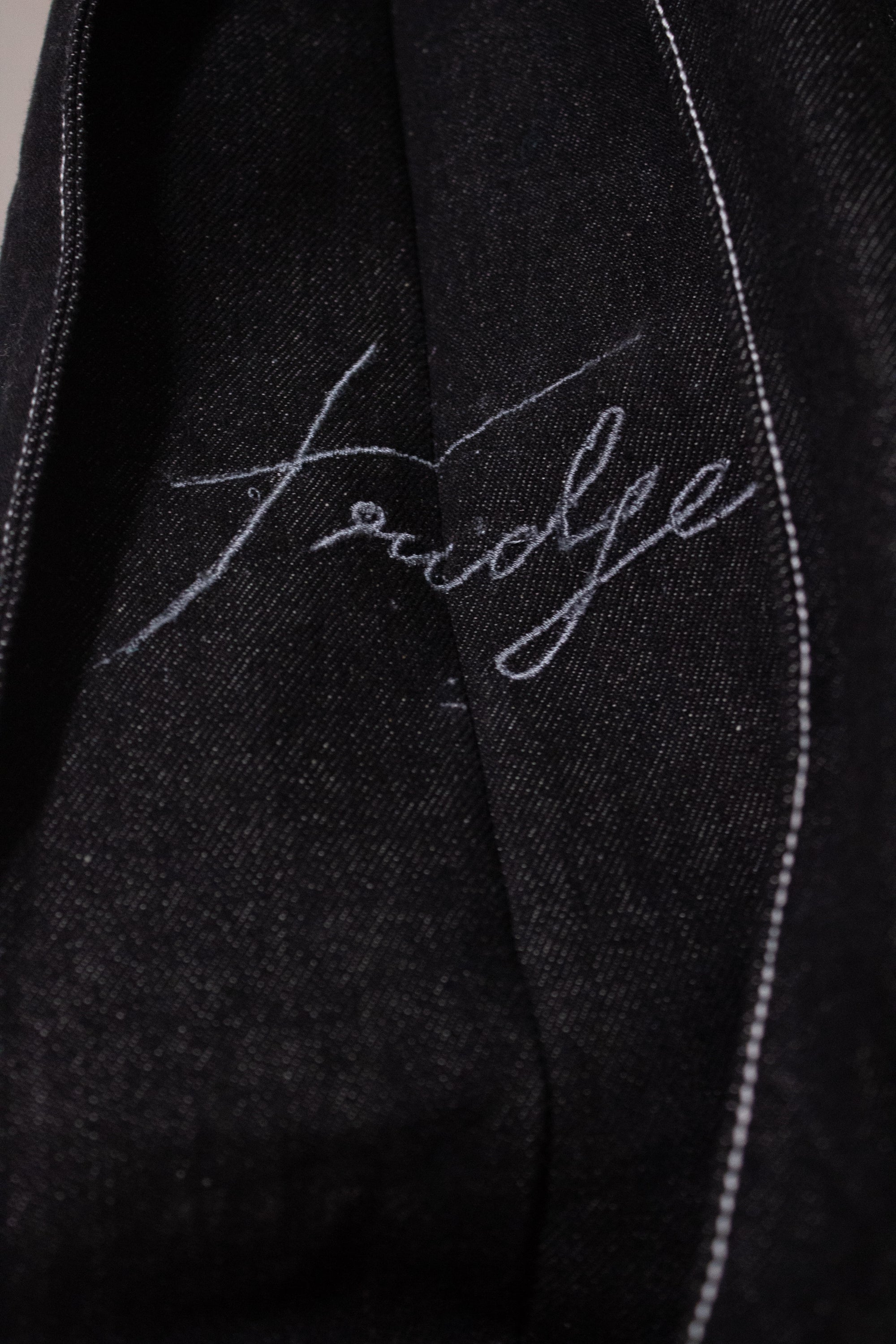 Black open panel denim