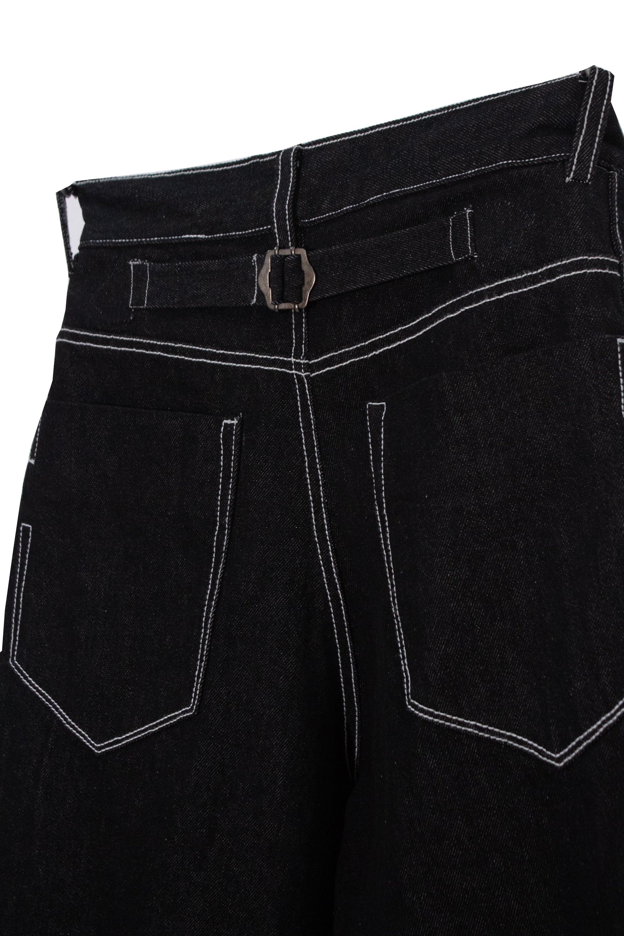 Black open panel denim