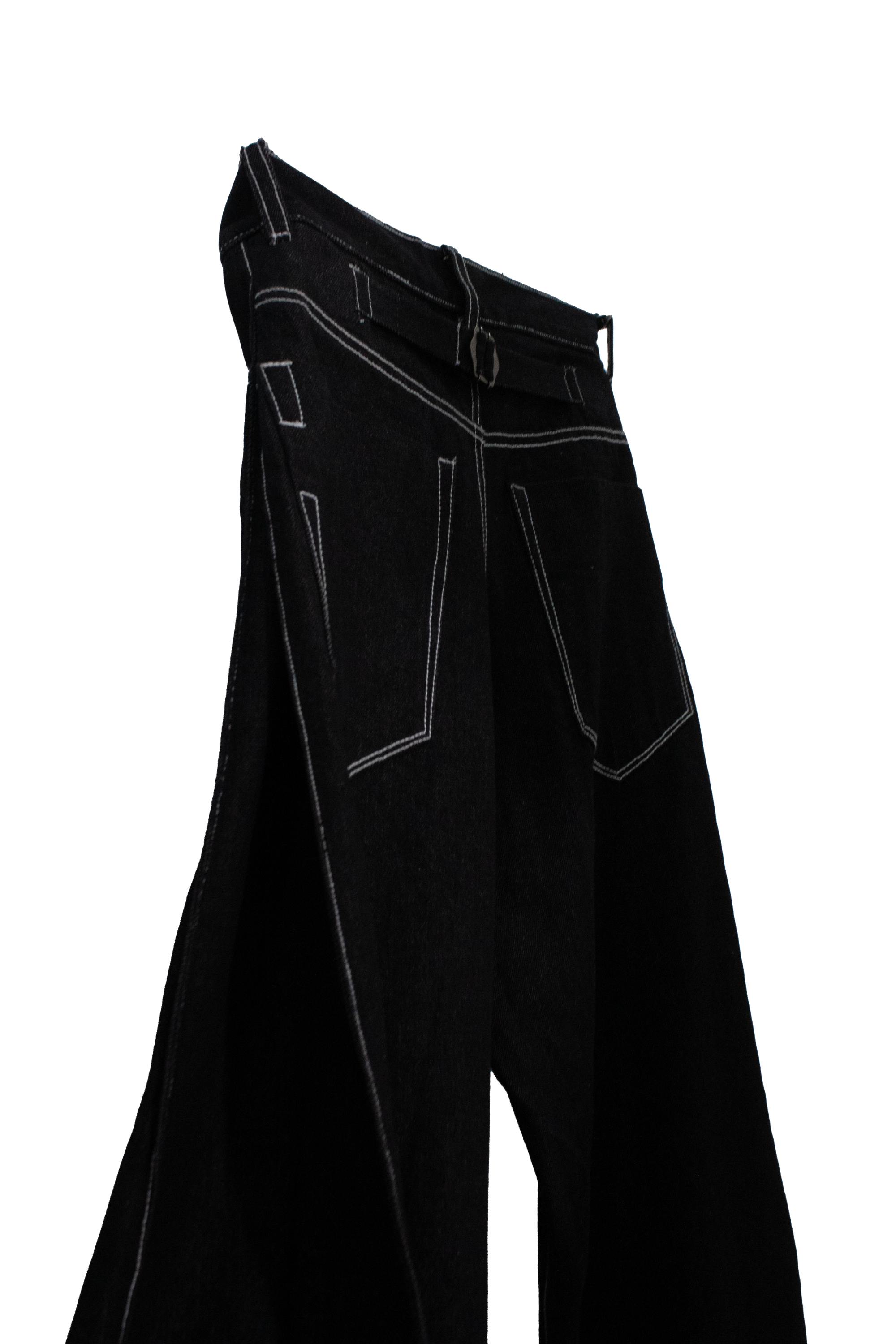 Black open panel denim