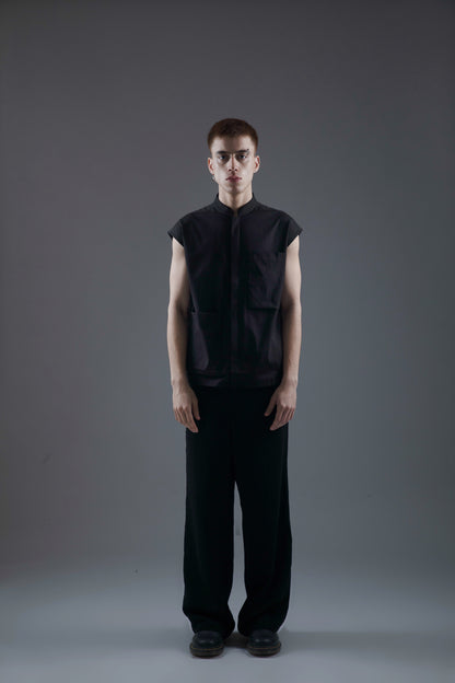 CUT SLEEVES VEST SHIRT