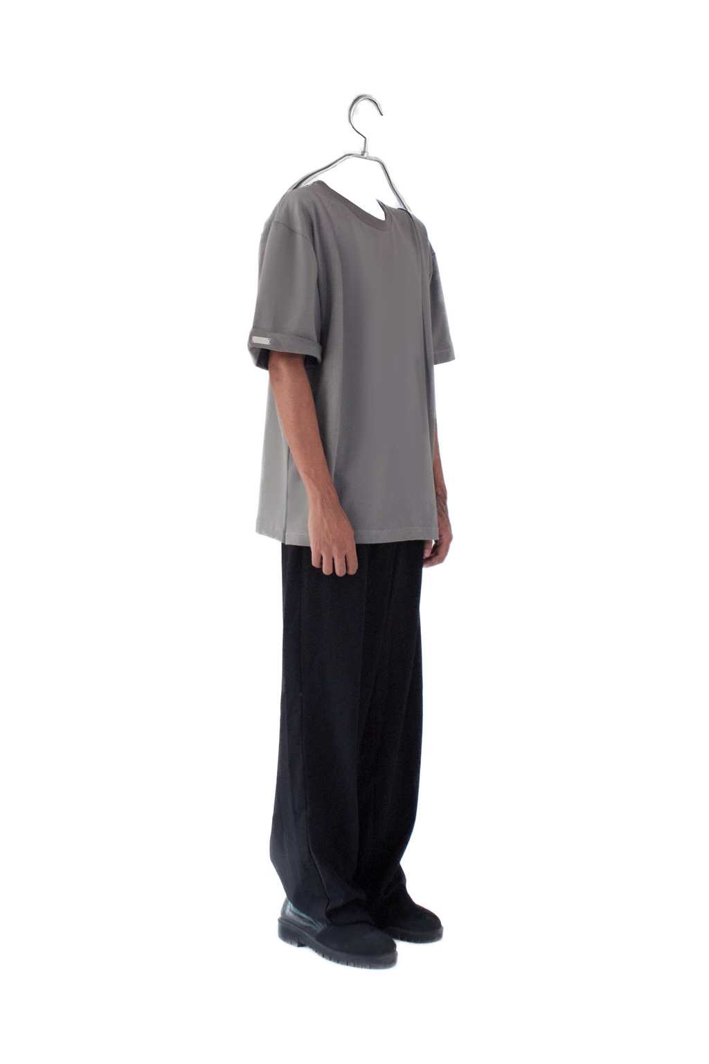 Grey Pleated Tee