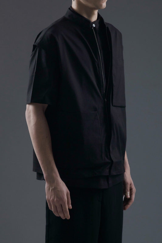 MANDARIN SHIRT + CUT SLEEVES VEST