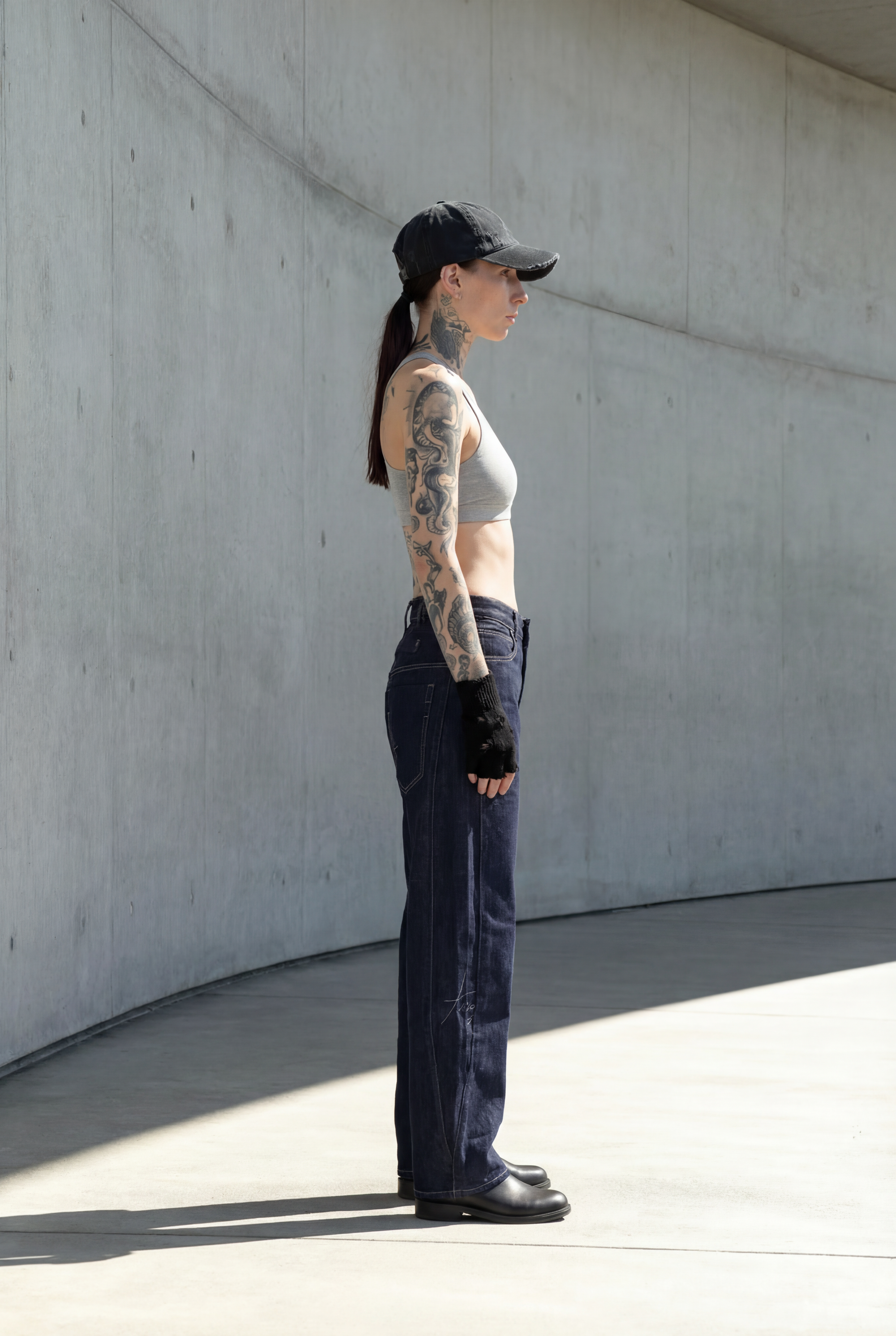 Blue open panel denim