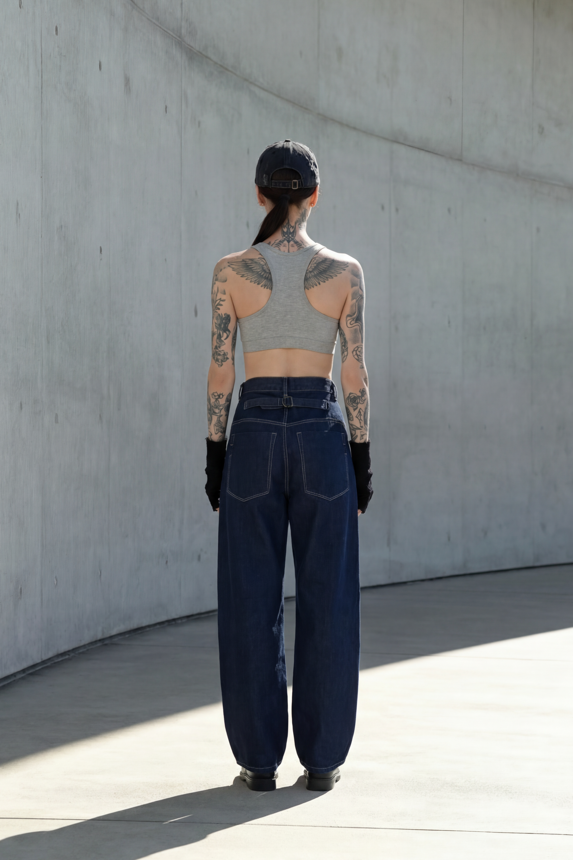 Blue open panel denim