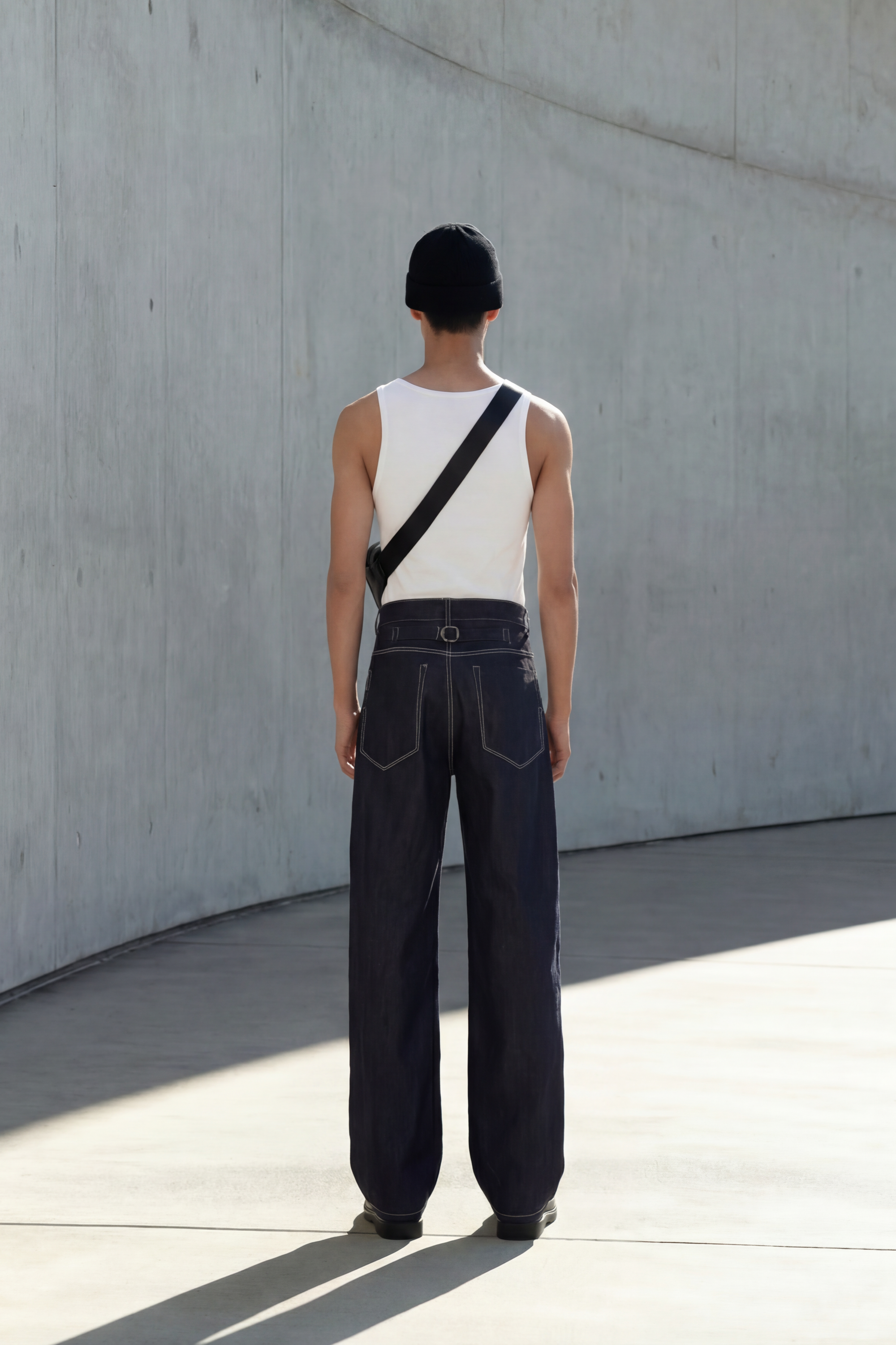 Black open panel denim