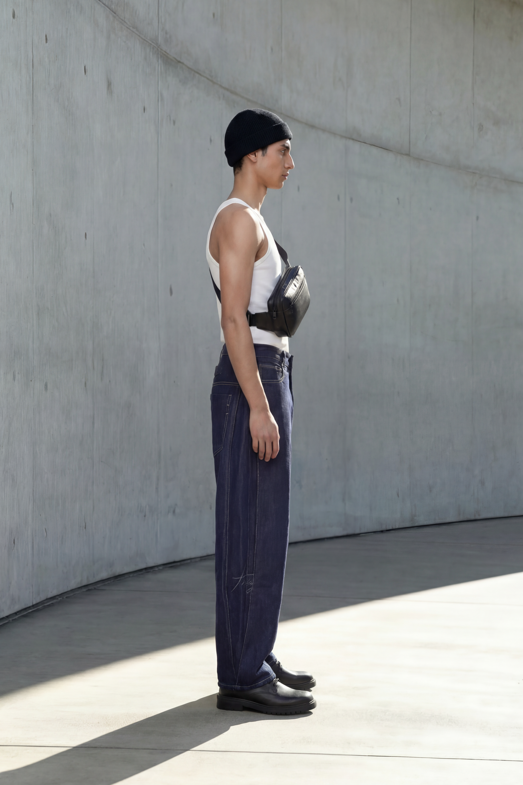 Blue open panel denim