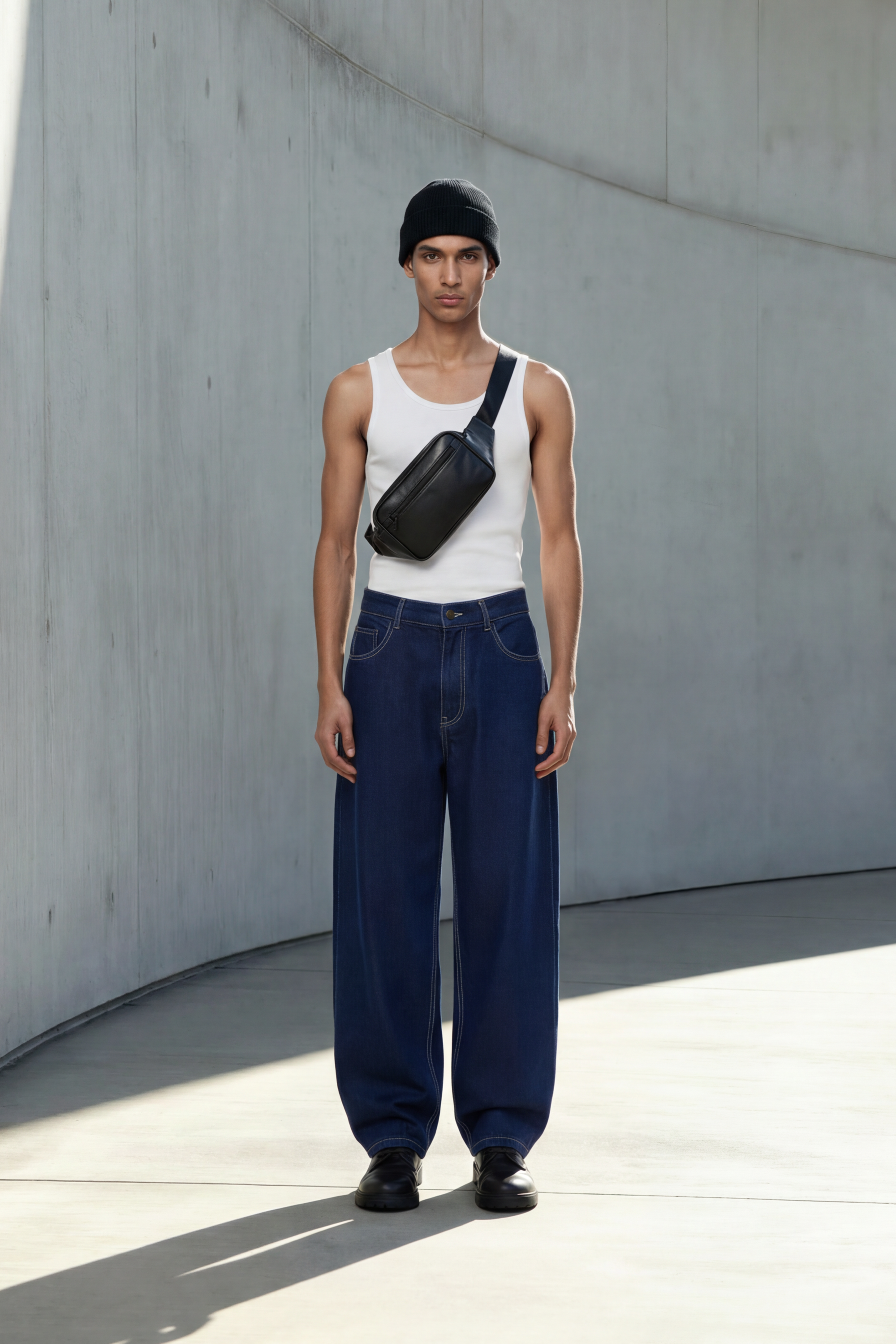 Blue open panel denim