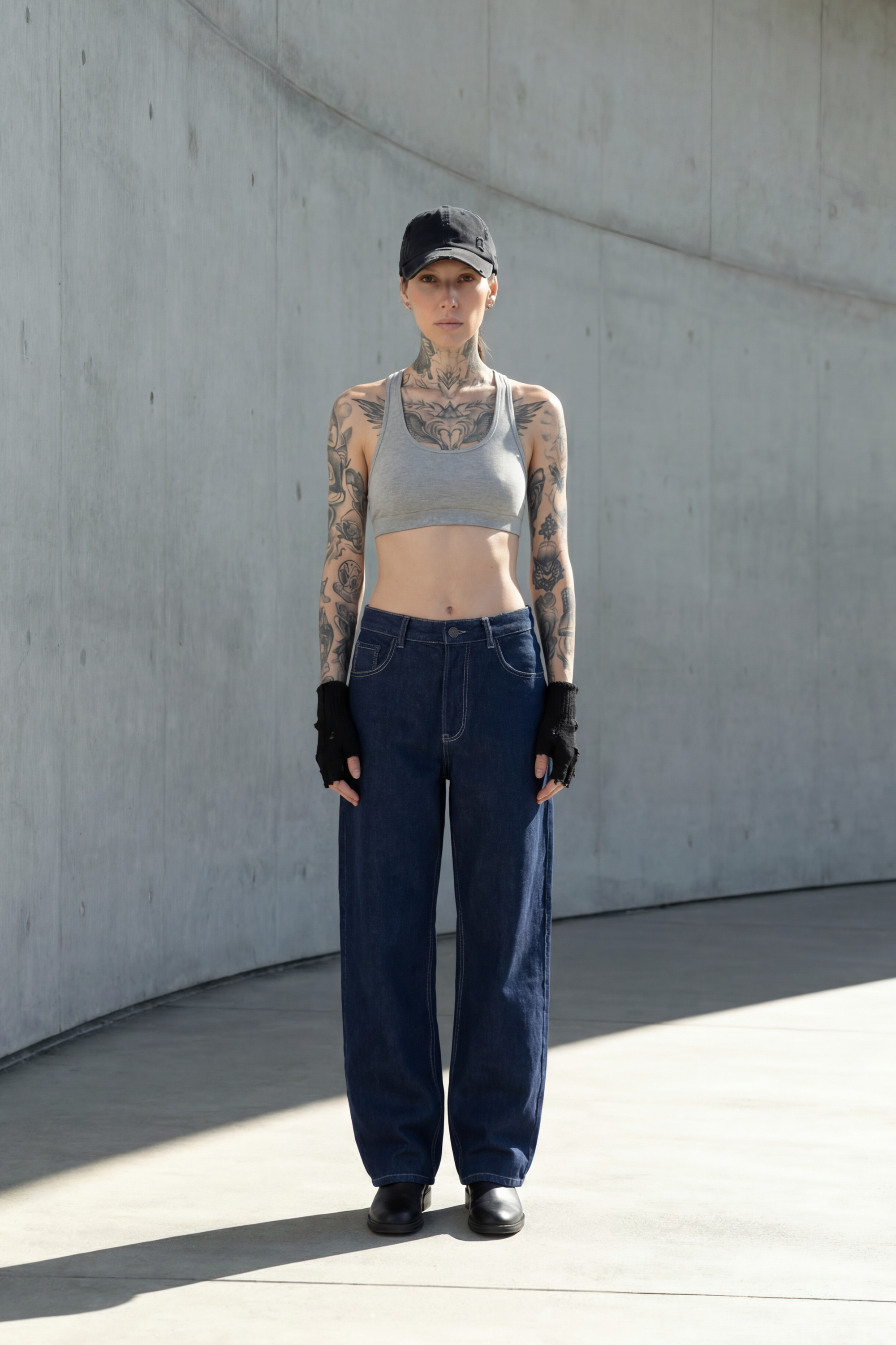 Blue open panel denim